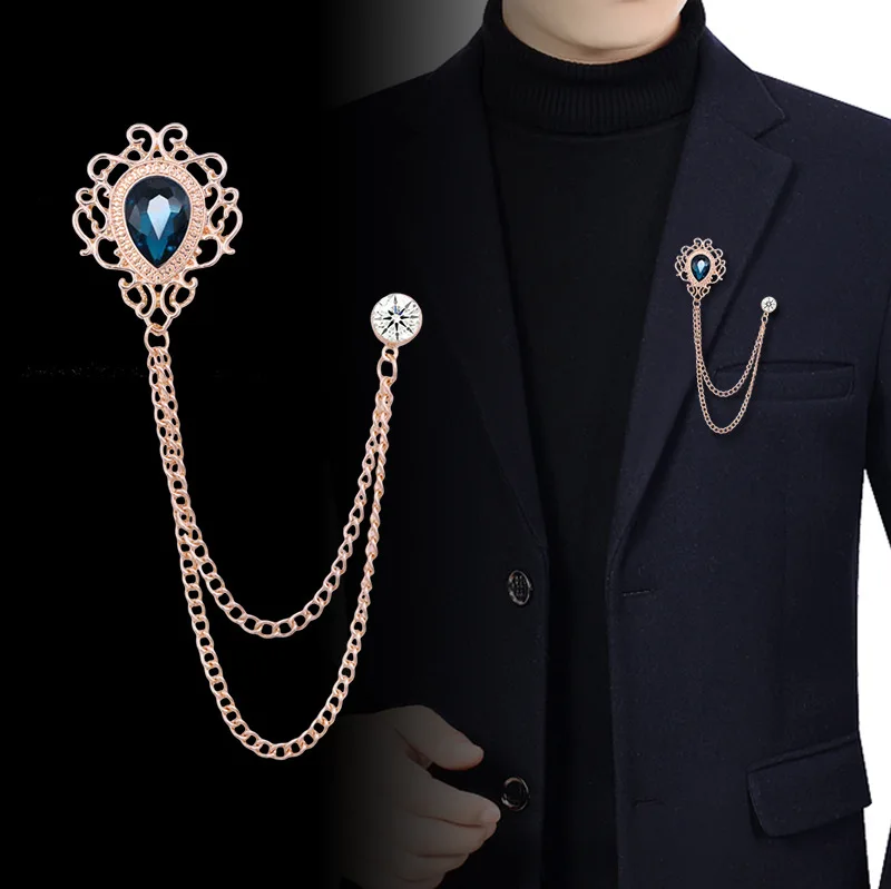 Men Accessories Chain - Épingle à revers en cristal strass