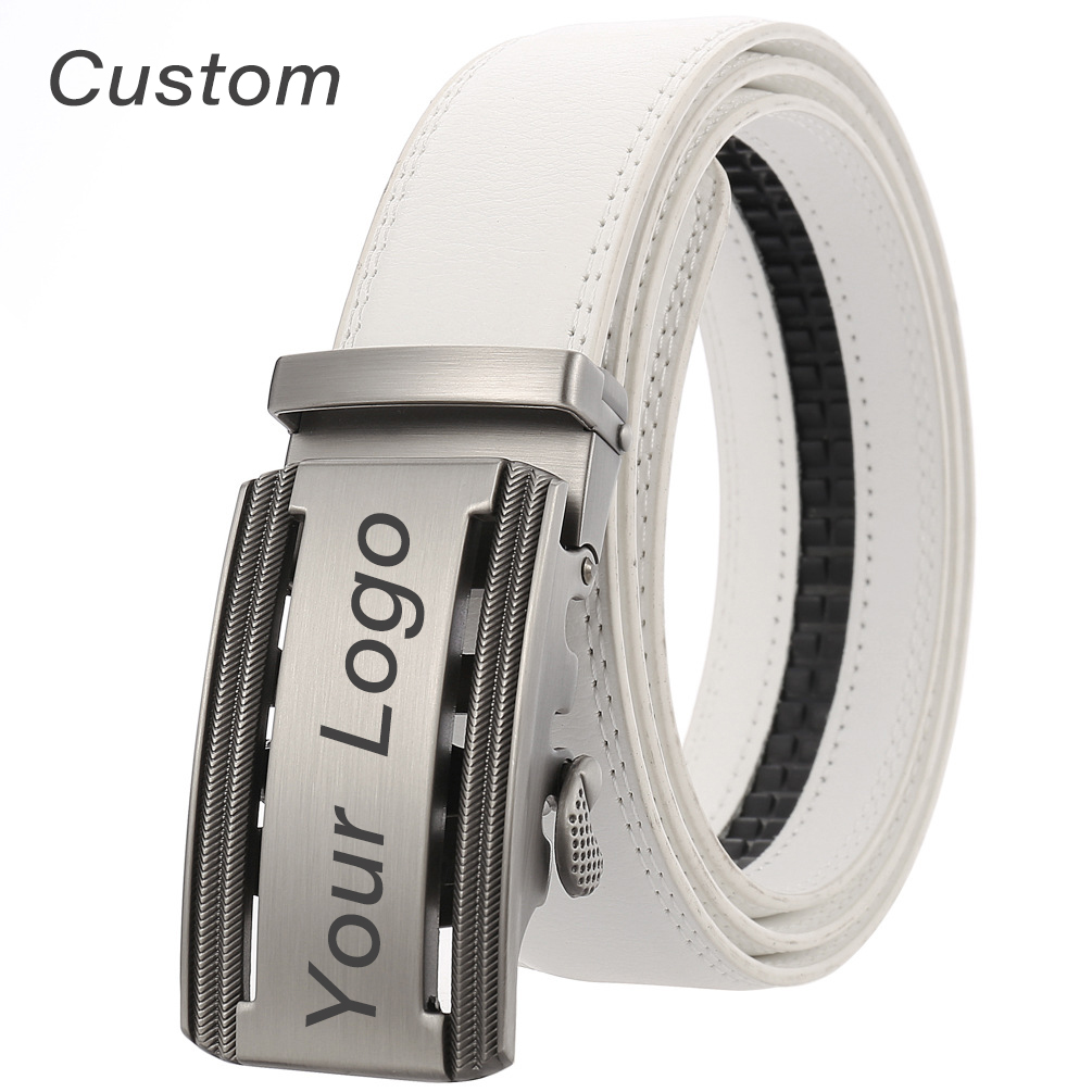 Men Accessories Name - Ceinture en cuir blanc personnalisée pour