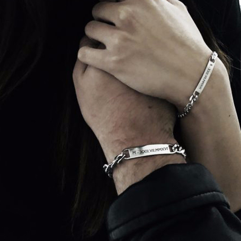Men Accessories Name - Bracelet en acier inoxydable avec plaque