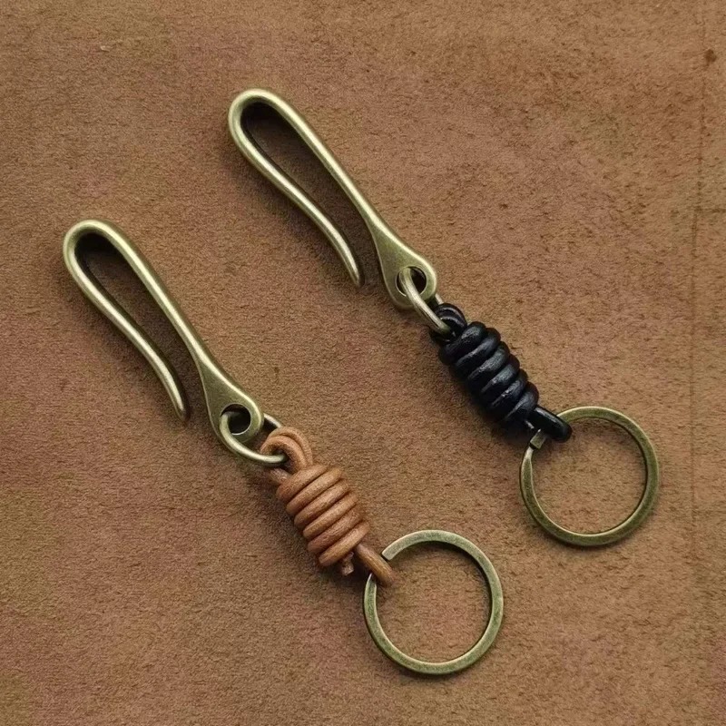 Men'S Accessories On Sale - Porte-clés en cuir véritable tissé à