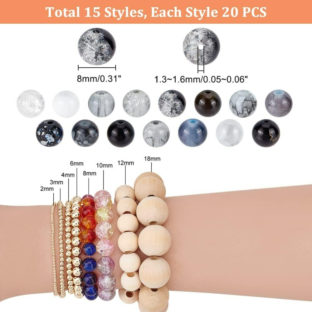 300 pièces 8mm perles de verre - Bracelet Beaded Men avis et prix